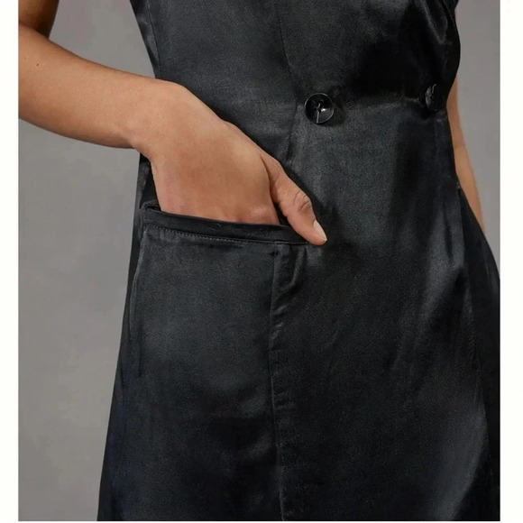 Anthropologie Size 12 Silky Blazer Romper in Black - Picture 4 of 16